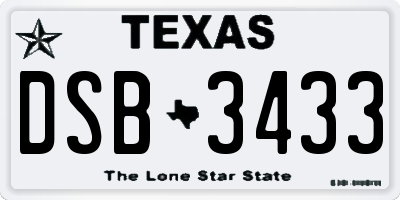 TX license plate DSB3433