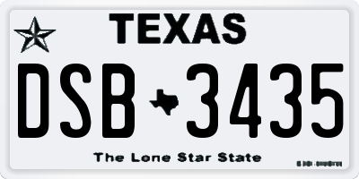TX license plate DSB3435