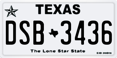 TX license plate DSB3436