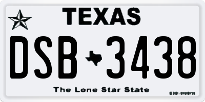 TX license plate DSB3438