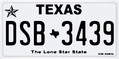TX license plate DSB3439