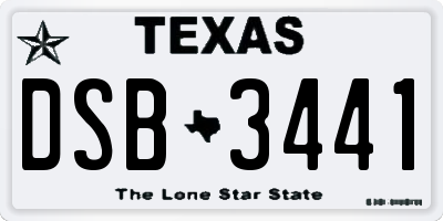 TX license plate DSB3441