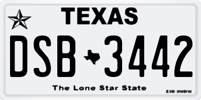 TX license plate DSB3442