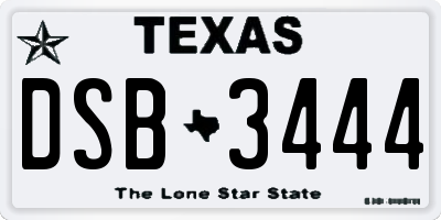 TX license plate DSB3444