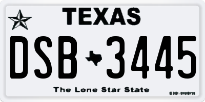 TX license plate DSB3445
