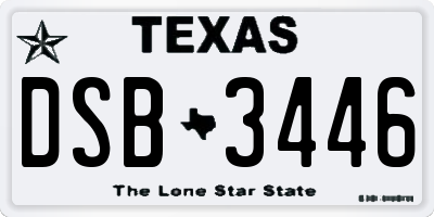TX license plate DSB3446