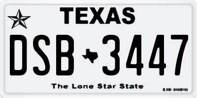 TX license plate DSB3447