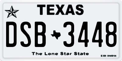 TX license plate DSB3448