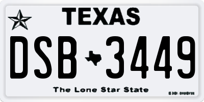 TX license plate DSB3449
