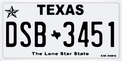 TX license plate DSB3451