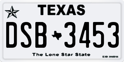 TX license plate DSB3453
