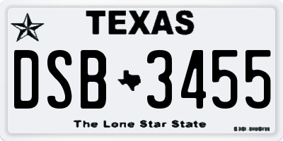 TX license plate DSB3455