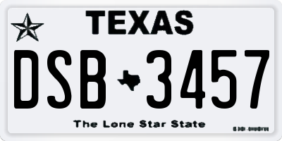 TX license plate DSB3457