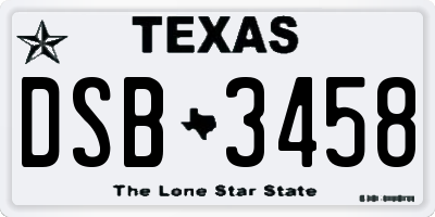 TX license plate DSB3458
