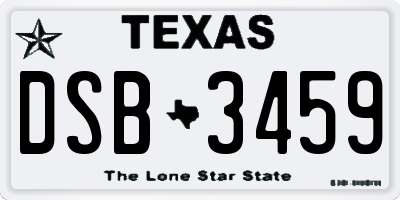 TX license plate DSB3459