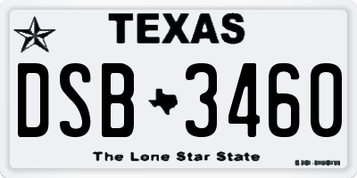TX license plate DSB3460