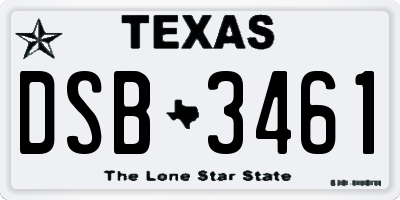 TX license plate DSB3461