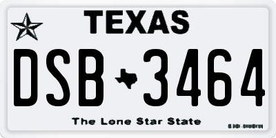 TX license plate DSB3464
