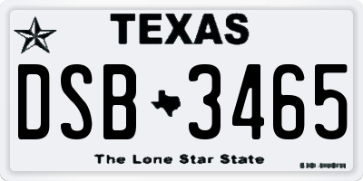 TX license plate DSB3465