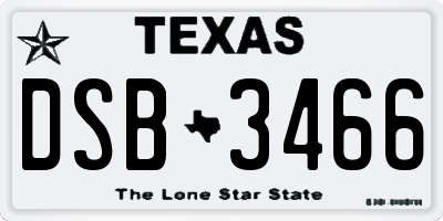 TX license plate DSB3466