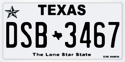TX license plate DSB3467