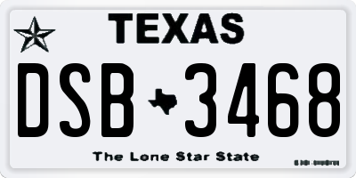 TX license plate DSB3468
