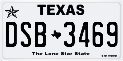 TX license plate DSB3469