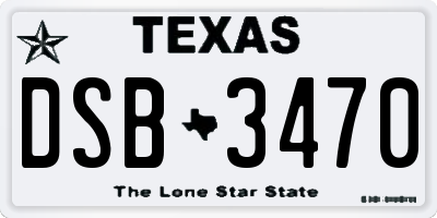 TX license plate DSB3470