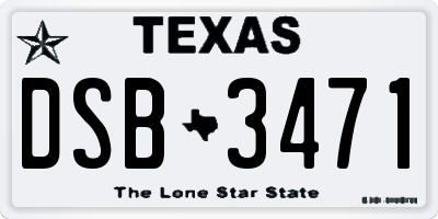 TX license plate DSB3471