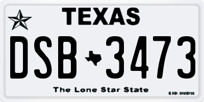 TX license plate DSB3473