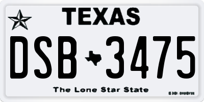 TX license plate DSB3475