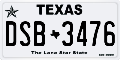 TX license plate DSB3476