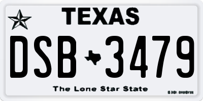 TX license plate DSB3479