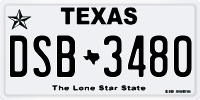 TX license plate DSB3480