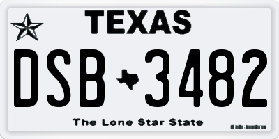 TX license plate DSB3482