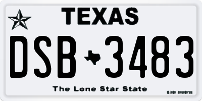 TX license plate DSB3483