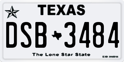 TX license plate DSB3484