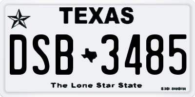 TX license plate DSB3485