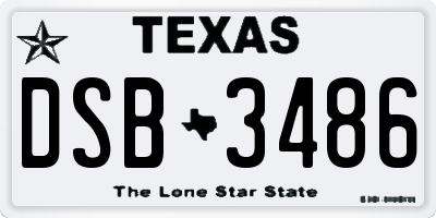 TX license plate DSB3486