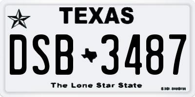 TX license plate DSB3487