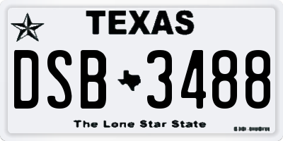 TX license plate DSB3488
