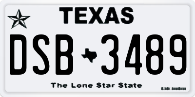 TX license plate DSB3489