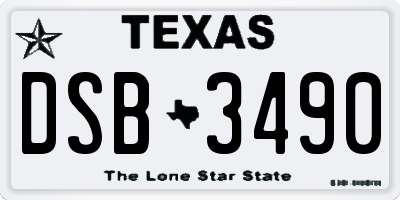 TX license plate DSB3490