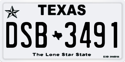 TX license plate DSB3491