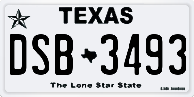 TX license plate DSB3493