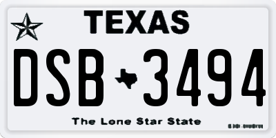 TX license plate DSB3494