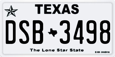 TX license plate DSB3498