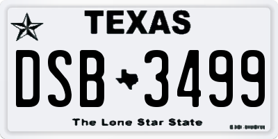 TX license plate DSB3499