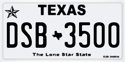 TX license plate DSB3500