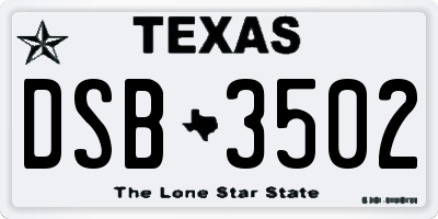 TX license plate DSB3502